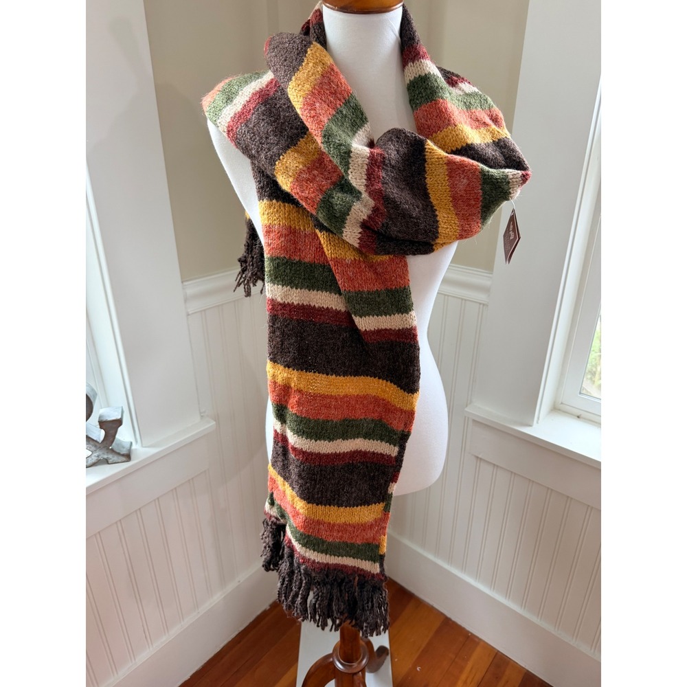 Peruvian Trading Co MAS000133 Striped Knit Scarf with Pockets Brown Multi OS
